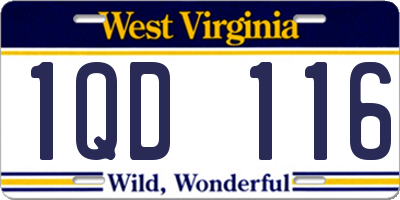 WV license plate 1QD116