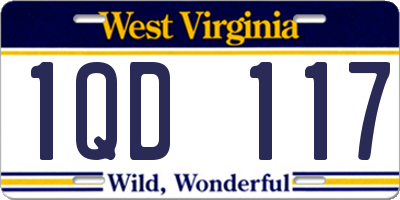 WV license plate 1QD117