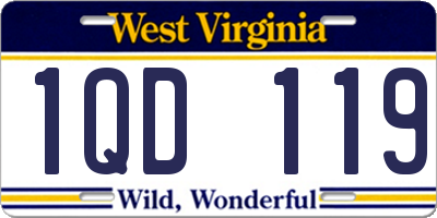WV license plate 1QD119