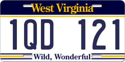 WV license plate 1QD121