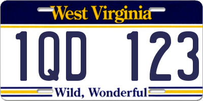 WV license plate 1QD123