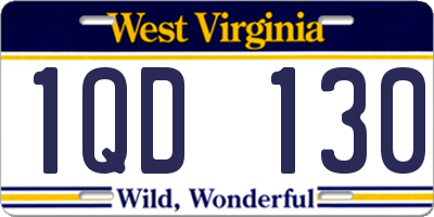 WV license plate 1QD130