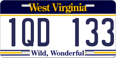 WV license plate 1QD133