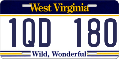 WV license plate 1QD180