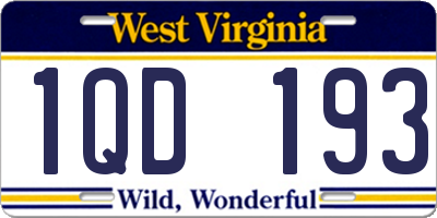 WV license plate 1QD193