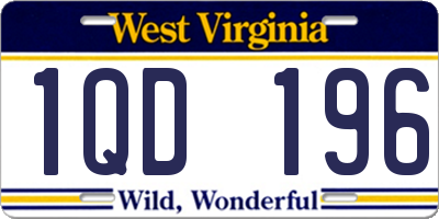 WV license plate 1QD196