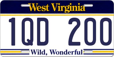 WV license plate 1QD200
