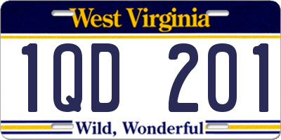 WV license plate 1QD201