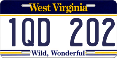 WV license plate 1QD202