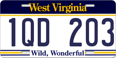 WV license plate 1QD203