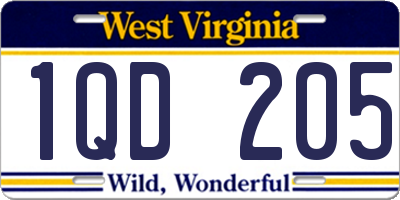 WV license plate 1QD205