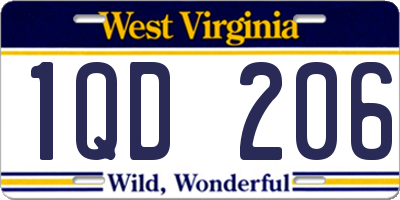 WV license plate 1QD206