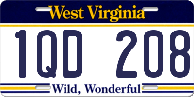 WV license plate 1QD208
