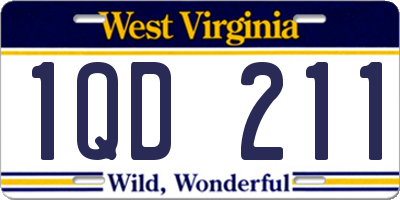 WV license plate 1QD211