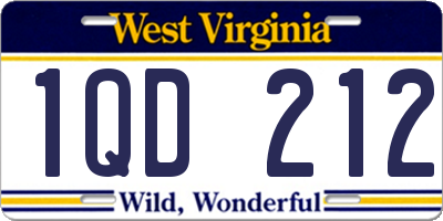 WV license plate 1QD212