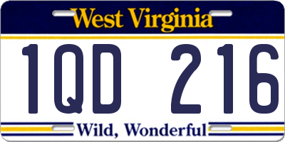 WV license plate 1QD216