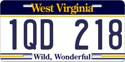 WV license plate 1QD218