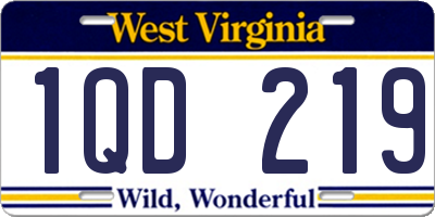 WV license plate 1QD219