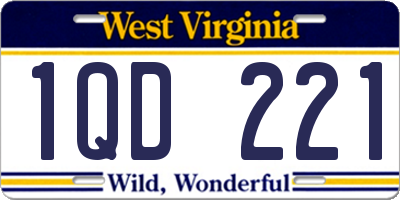 WV license plate 1QD221