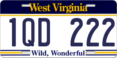 WV license plate 1QD222