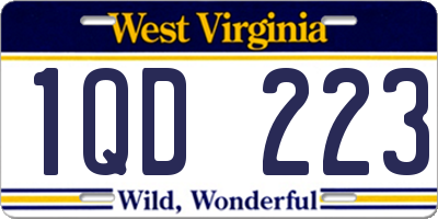 WV license plate 1QD223