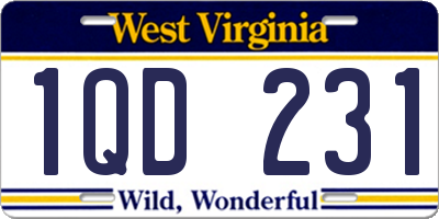WV license plate 1QD231