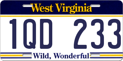 WV license plate 1QD233