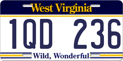 WV license plate 1QD236