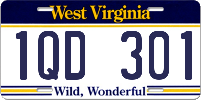 WV license plate 1QD301