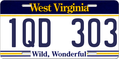 WV license plate 1QD303
