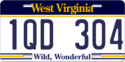 WV license plate 1QD304