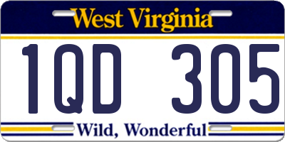 WV license plate 1QD305