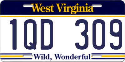WV license plate 1QD309