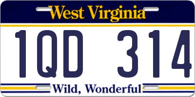 WV license plate 1QD314
