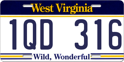 WV license plate 1QD316