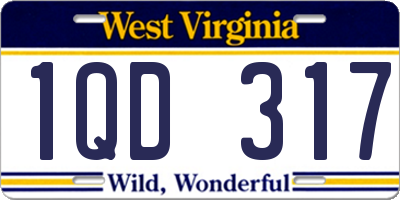 WV license plate 1QD317