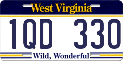 WV license plate 1QD330