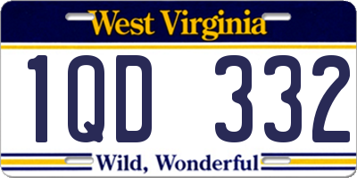 WV license plate 1QD332