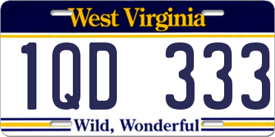 WV license plate 1QD333