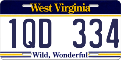 WV license plate 1QD334