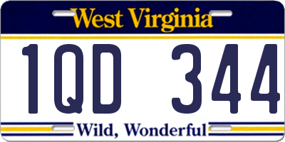 WV license plate 1QD344