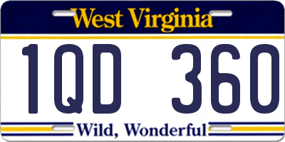 WV license plate 1QD360