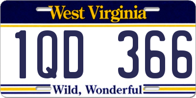 WV license plate 1QD366