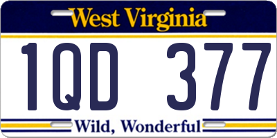 WV license plate 1QD377