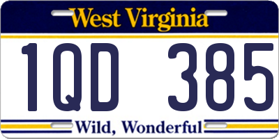 WV license plate 1QD385