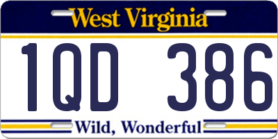 WV license plate 1QD386