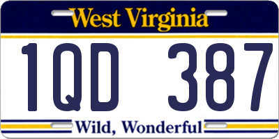 WV license plate 1QD387