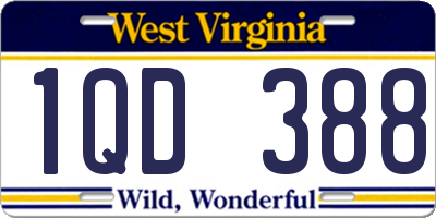 WV license plate 1QD388