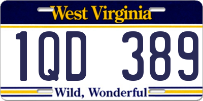 WV license plate 1QD389