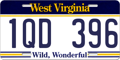 WV license plate 1QD396